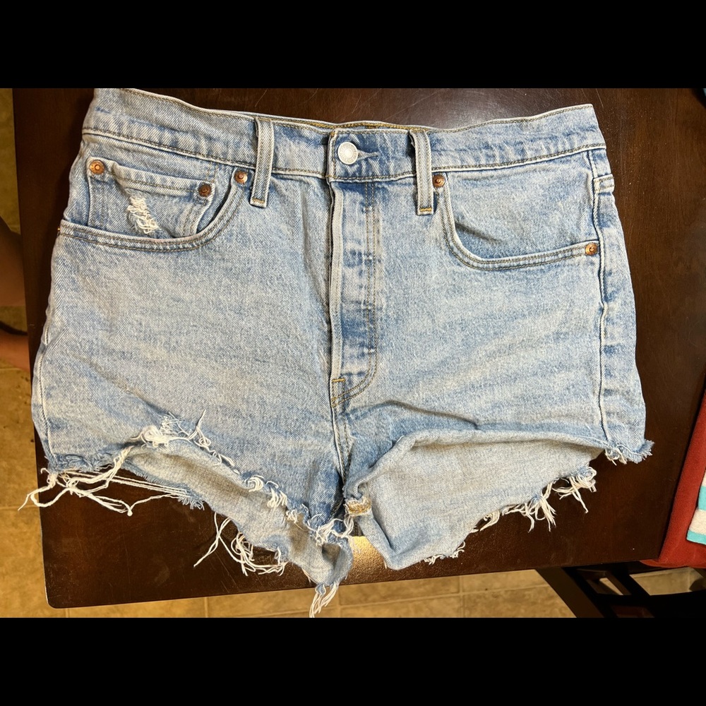 Levi’s 501 shorts, high waisted light wash, size 30 waist, great condition